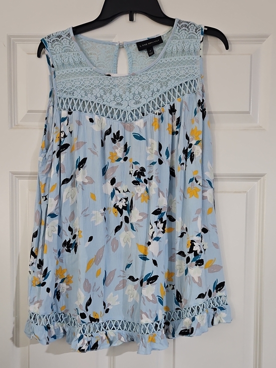 Lane Bryant Tops - Lane Bryant Light Blue Floral Lace Yoke Camisole